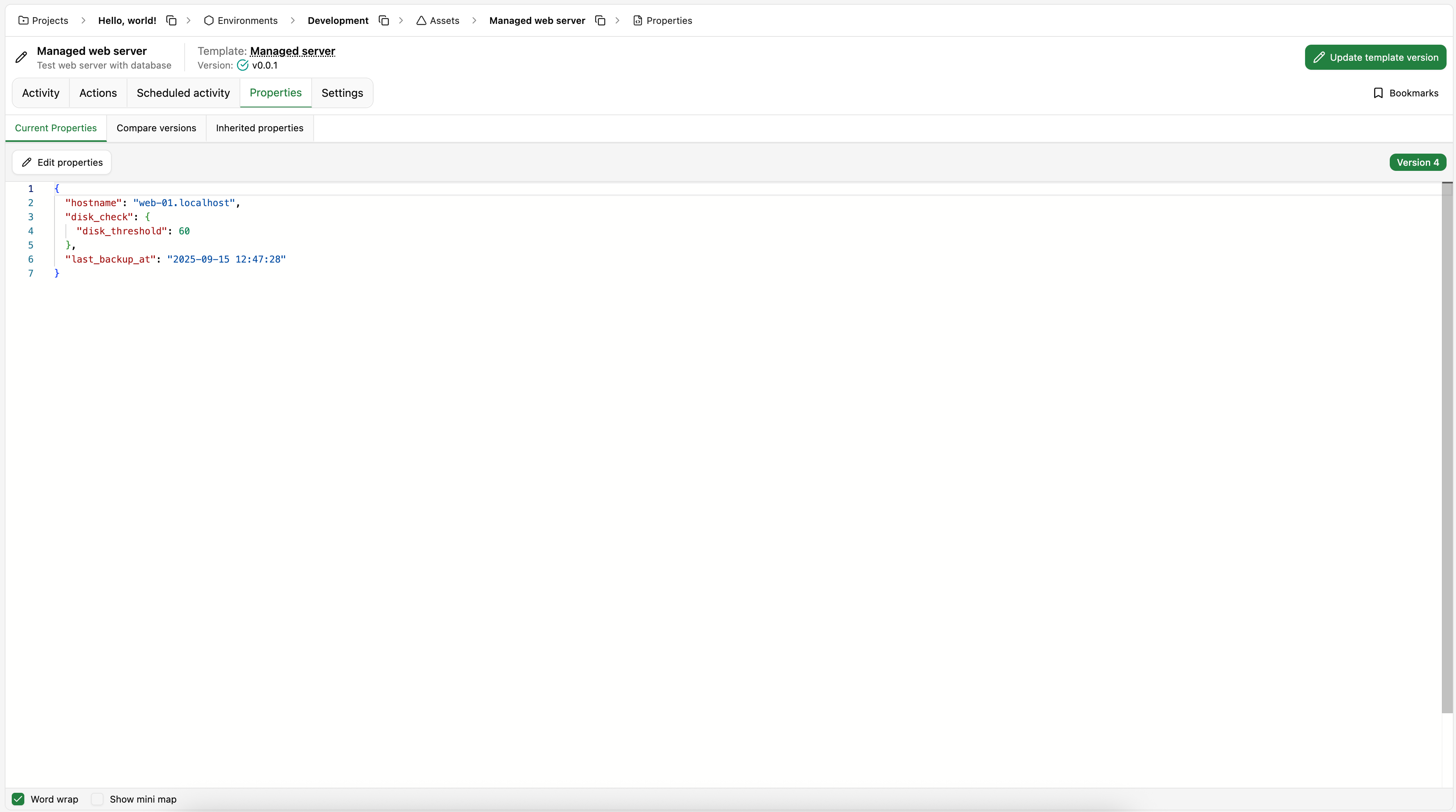 Properties tab