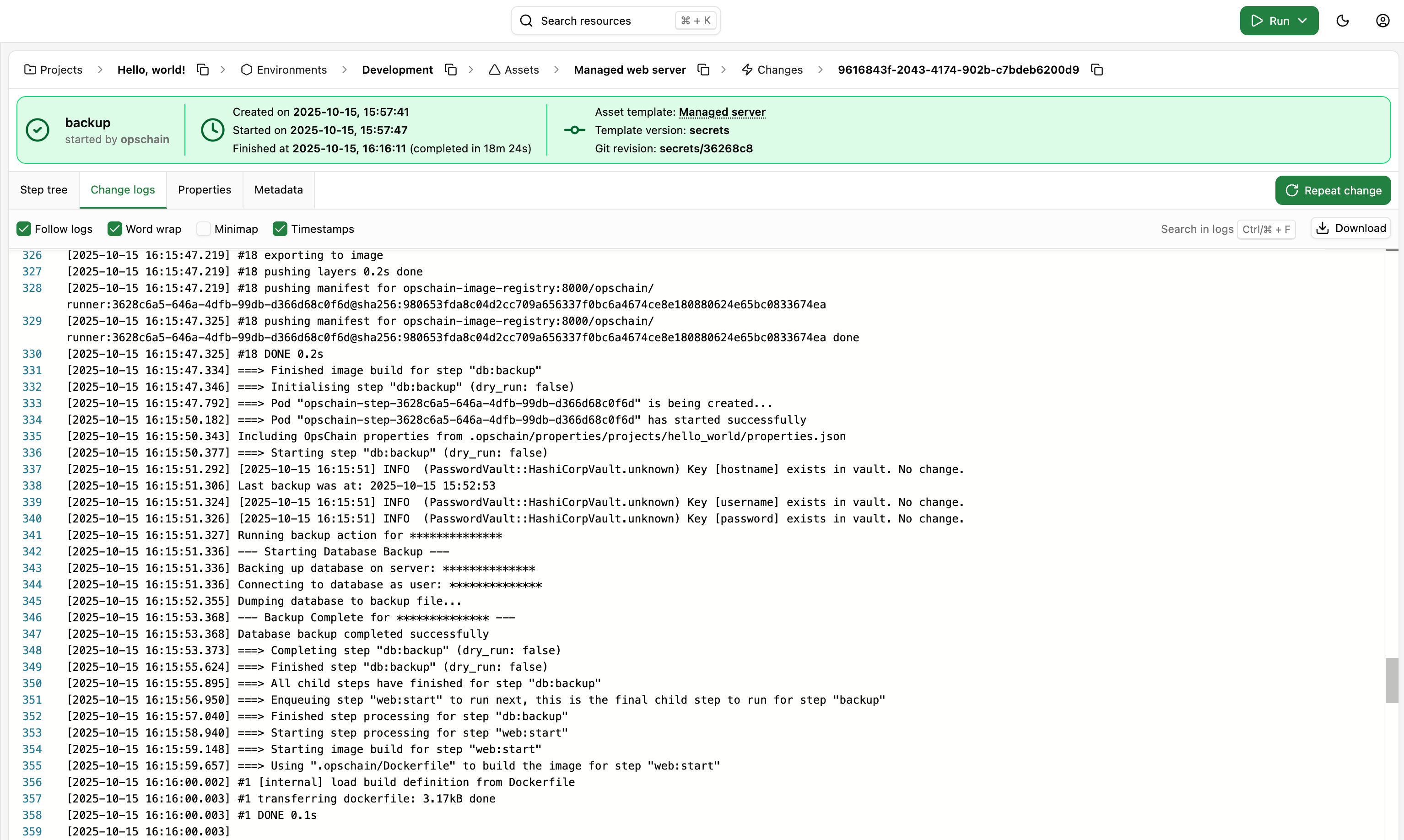 Secured change logs